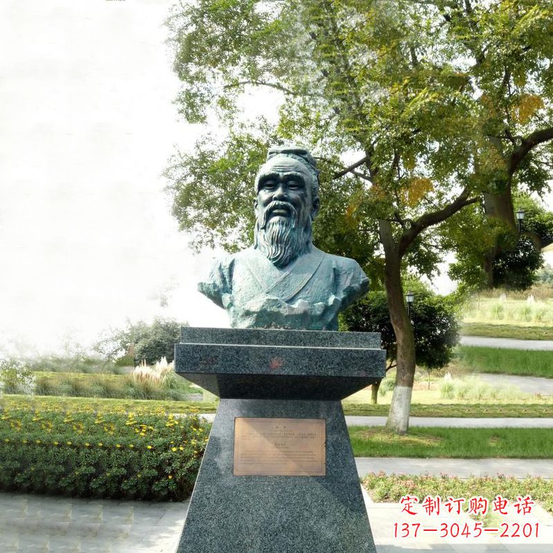 淮安扁鹊石雕头像-公园中国古代十大名医历史著名医学人物雕塑