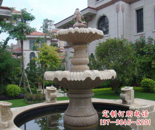 淮安别墅景观石雕多层喷泉雕塑