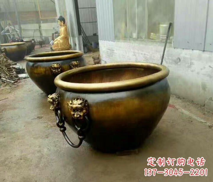 淮安别墅招财水缸铜雕塑摆件 (4)