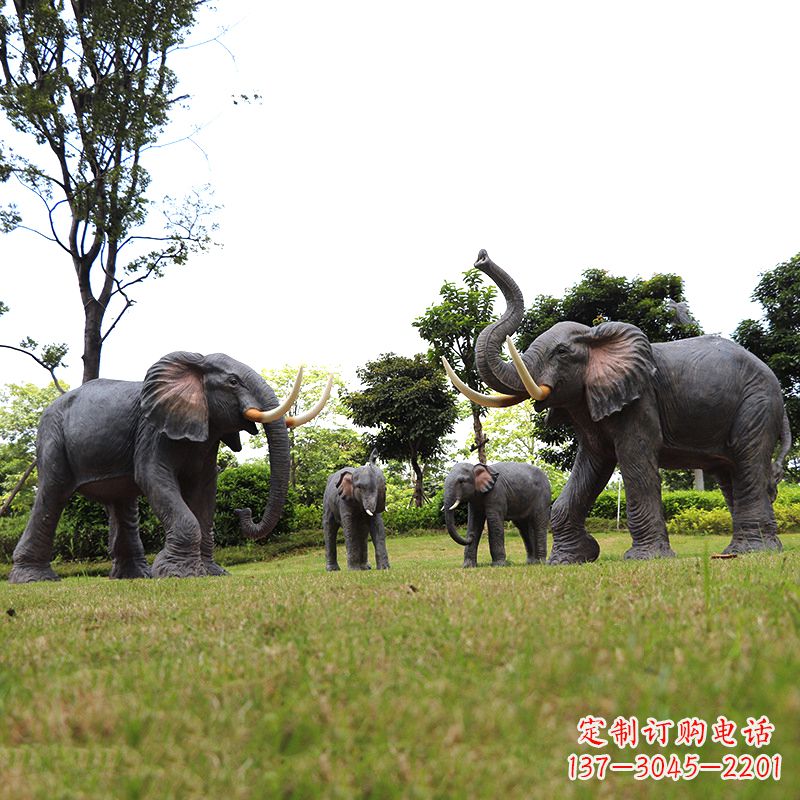 淮安玻璃钢大象雕塑传承古老文化，点缀园林景观