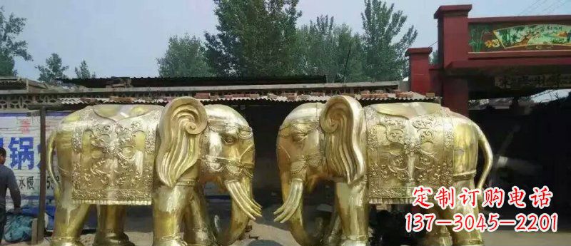 淮安玻璃钢仿铜大象公园动物雕塑