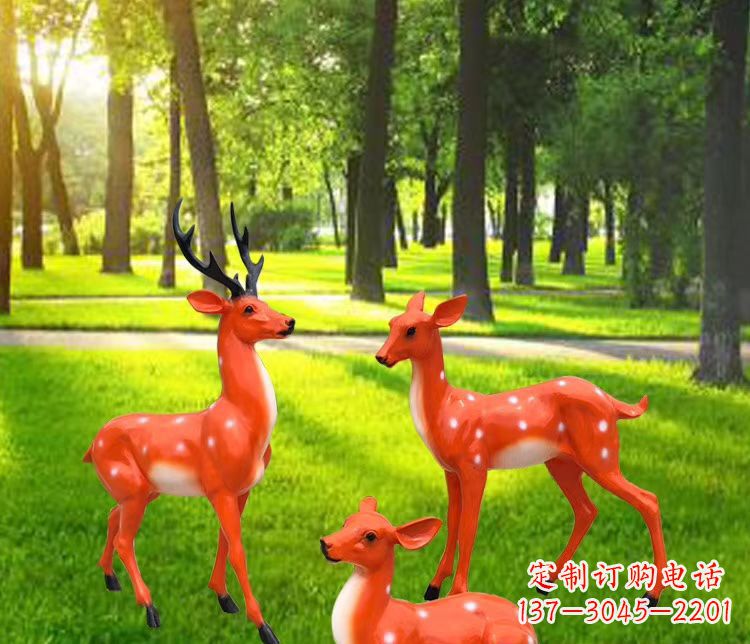 淮安玻璃钢仿真小鹿雕塑 公园动物摆件