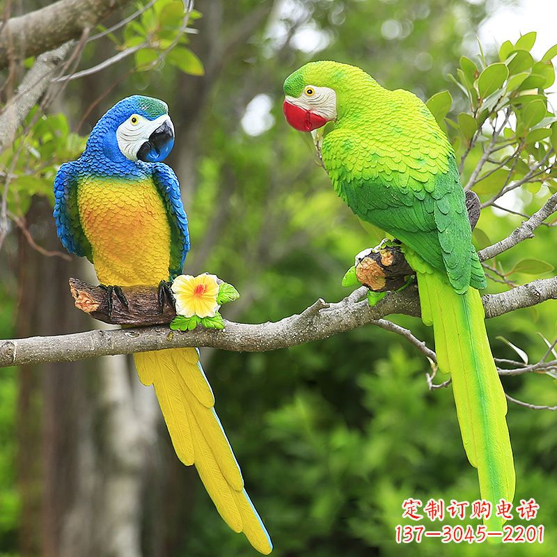 淮安精美玻璃钢鹦鹉雕塑,点缀公园美景