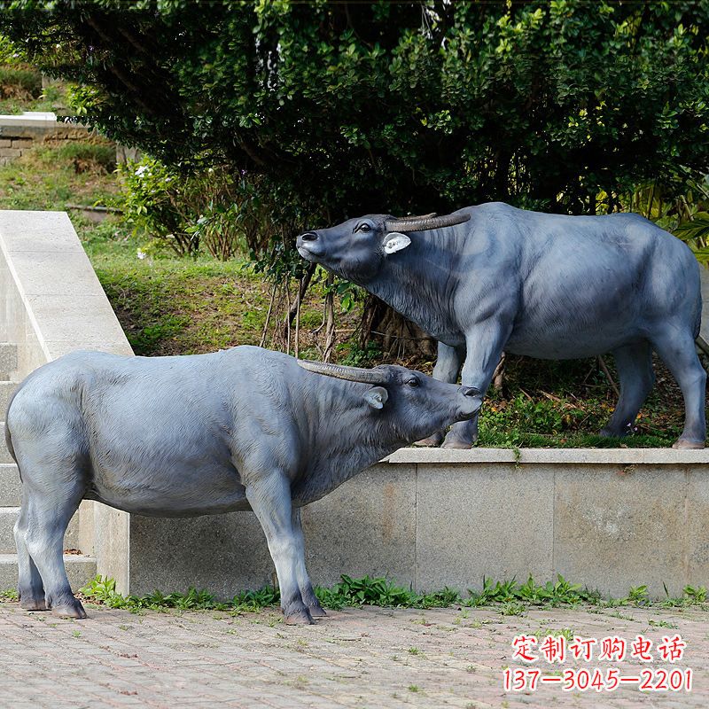 淮安玻璃钢水牛雕塑以玻璃钢表现出的动态水牛