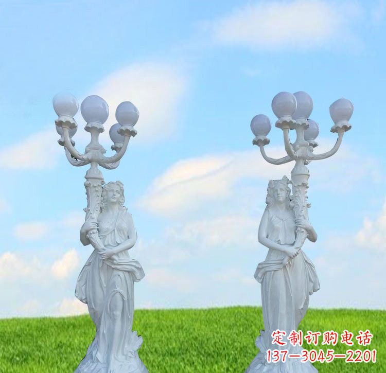 淮安美女雕塑玻璃钢西方美女路灯的艺术精髓