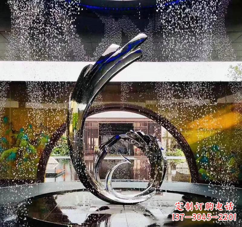 淮安不锈钢城市景观喷泉雕塑美丽而又充满力量