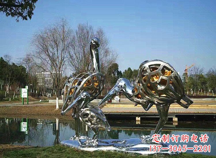 淮安不锈钢抽象丹顶鹤一家雕塑