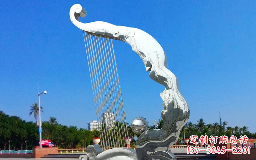 淮安不锈钢竖琴广场雕塑