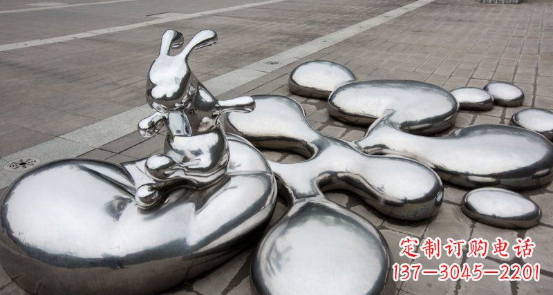 淮安不锈钢兔子雕塑——精美的水滴广场装饰