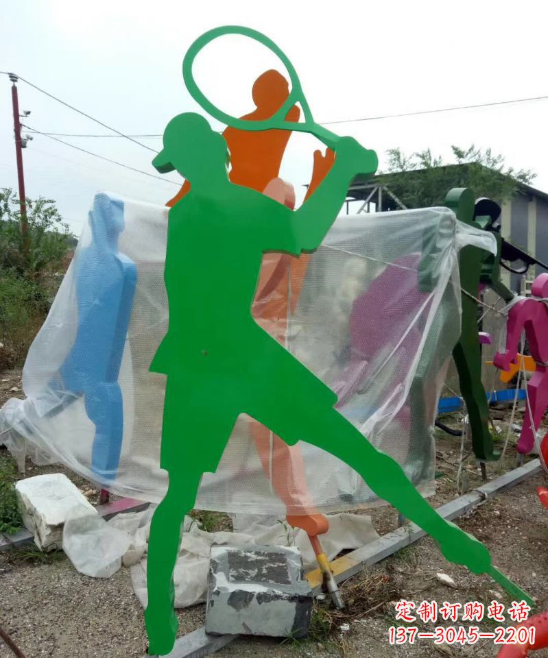 淮安不锈钢打羽毛球抽象人物雕塑