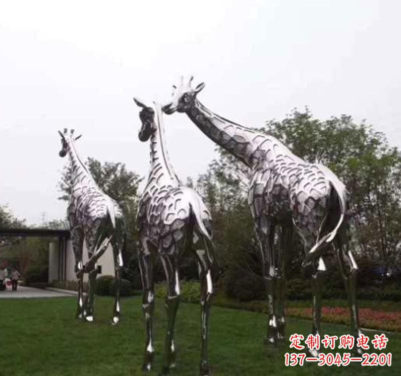 淮安精美的不锈钢大型长颈鹿雕塑