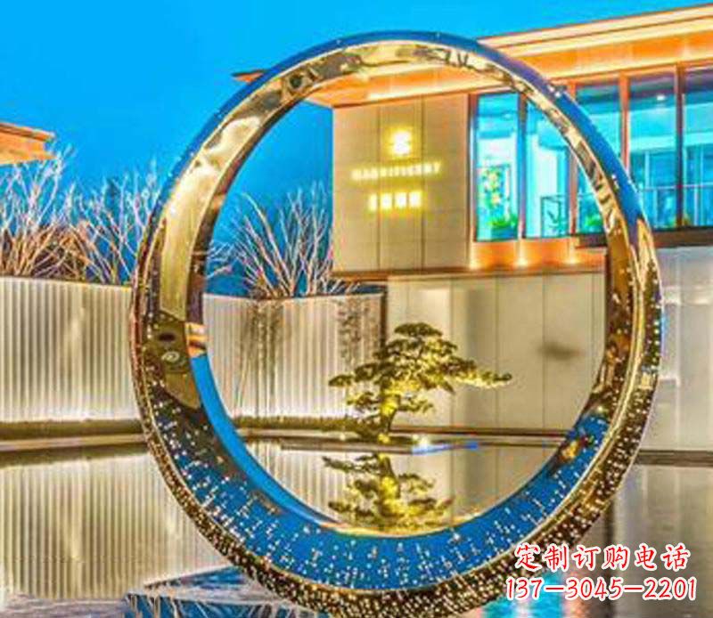 淮安不锈钢灯饰圆环雕塑