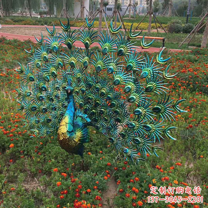 淮安不锈钢仿真孔雀雕塑-公园草坪动物雕塑摆件