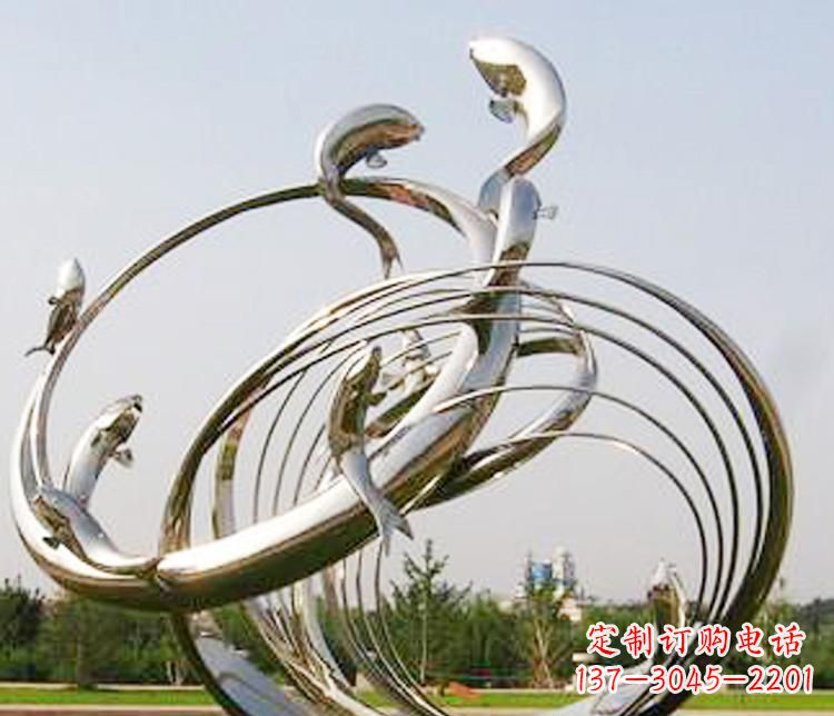 淮安不锈钢海豚雕塑美丽而又神秘