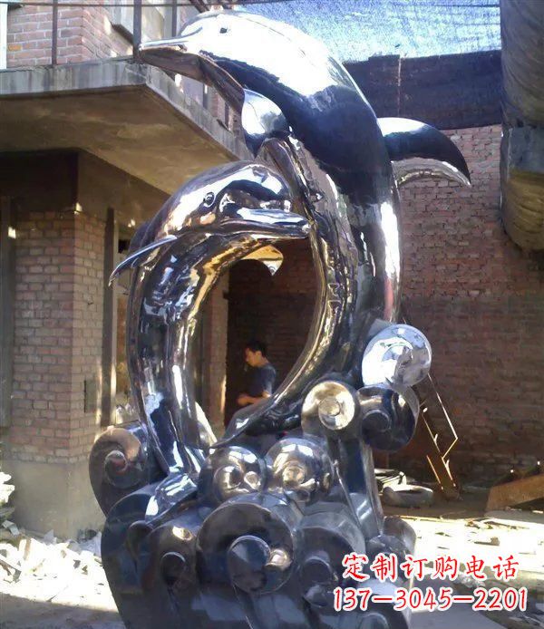 淮安不锈钢海豚美观动态的雕塑