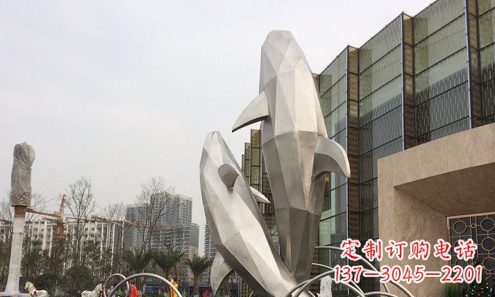 淮安不锈钢海豚喷泉雕塑精美的海洋之美