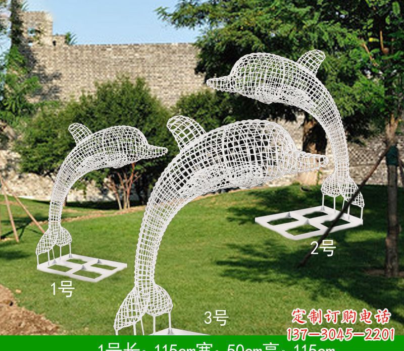 淮安不锈钢海豚组合雕塑精美的艺术品