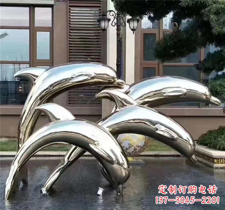 淮安不锈钢海洋动物雕塑——海豚