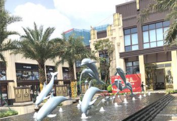 淮安精美海豚喷泉，点缀城市企业街道