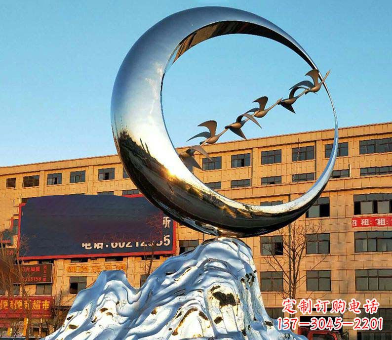 淮安不锈钢假山大雁雕塑