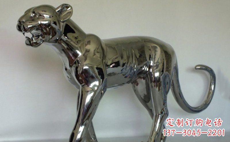 淮安不锈钢金钱豹雕塑给人以高贵气质的艺术瑰宝