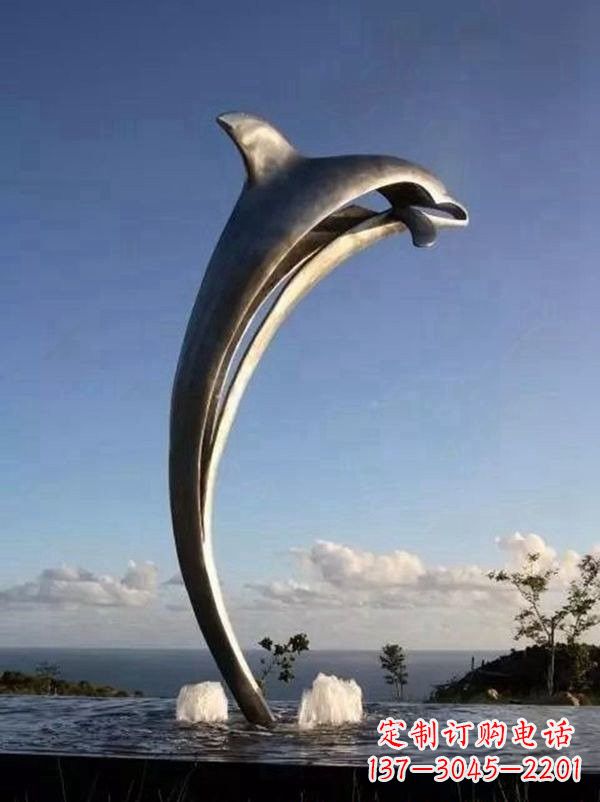淮安不锈钢景区大型抽象海豚雕塑