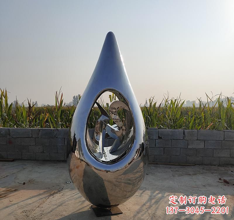 淮安不锈钢水滴雕塑展现自然之美