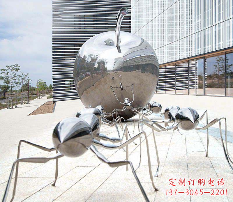 淮安不锈钢蚂蚁滚苹果雕塑1