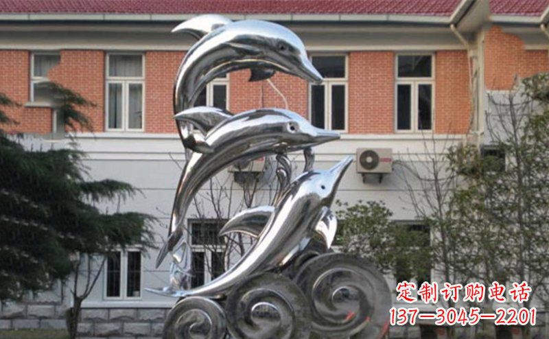 淮安不锈钢跳跃海豚雕塑