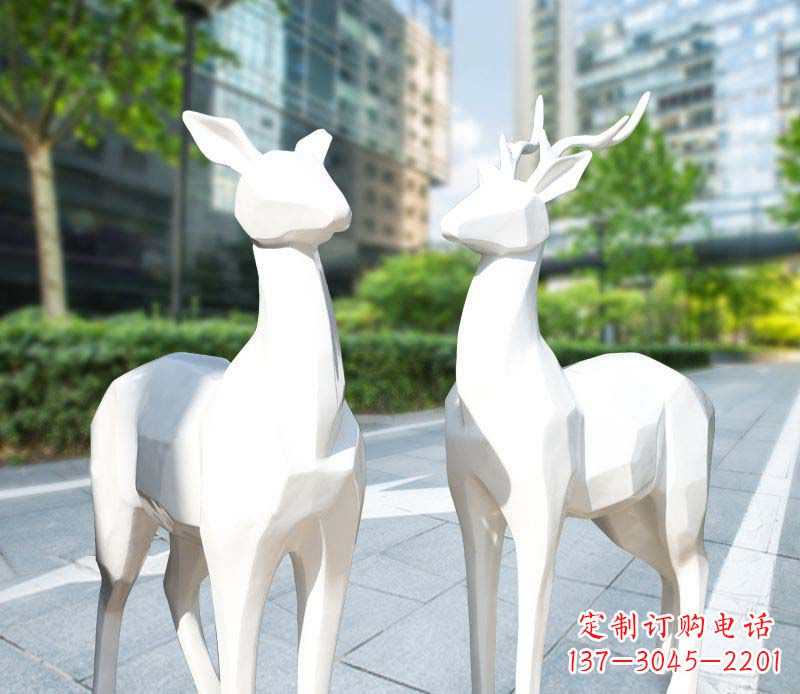 淮安景观雕塑鹿形不锈钢块面