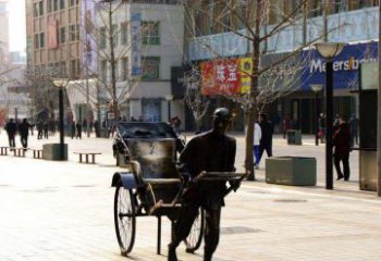 淮安黄包车雕塑弘扬步行街人物景观