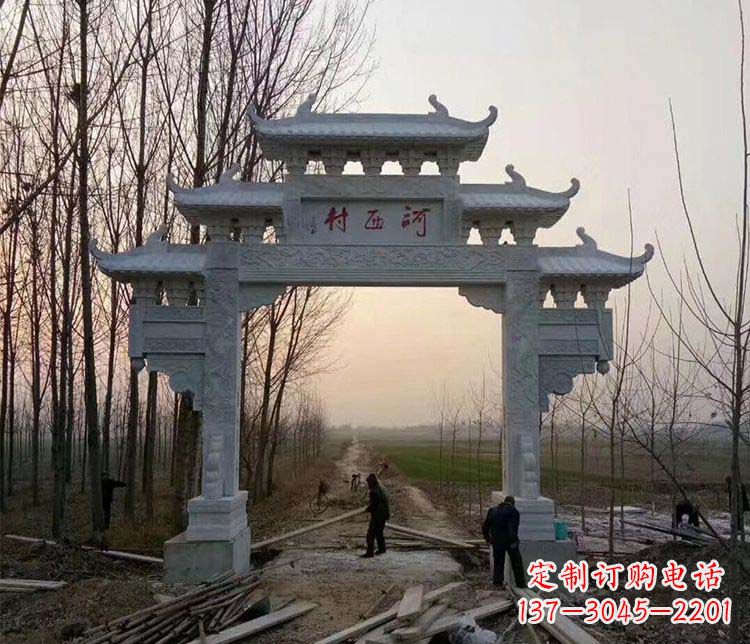 淮安村庄单门牌坊石雕