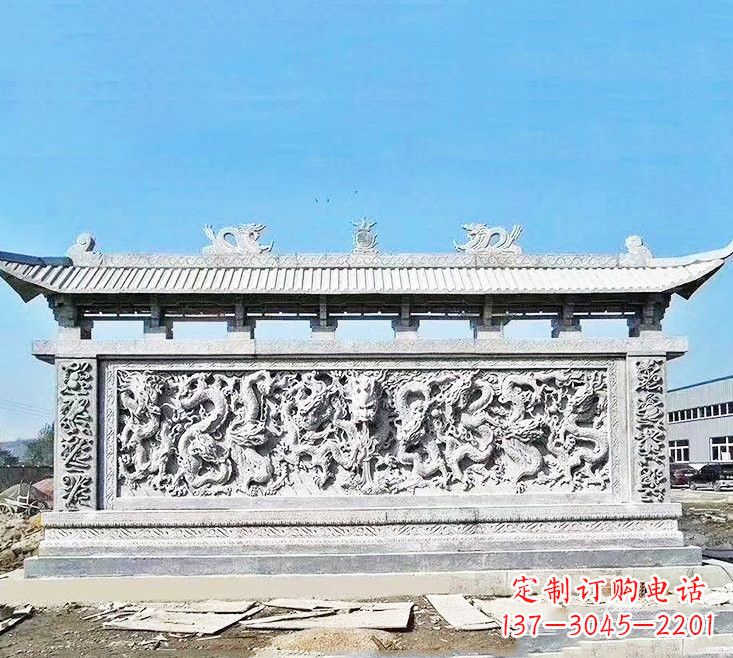 淮安精美大理石九龙壁雕塑