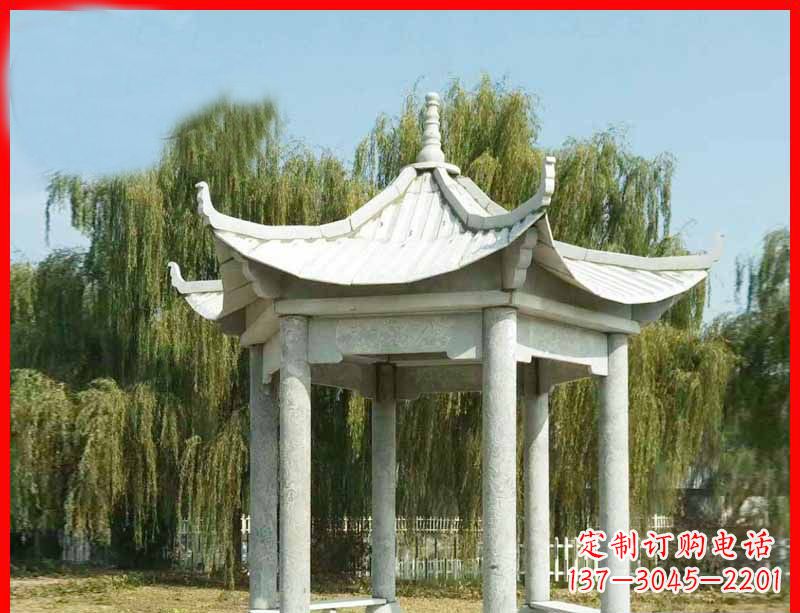 淮安大理石六角凉亭公园石雕 (3)