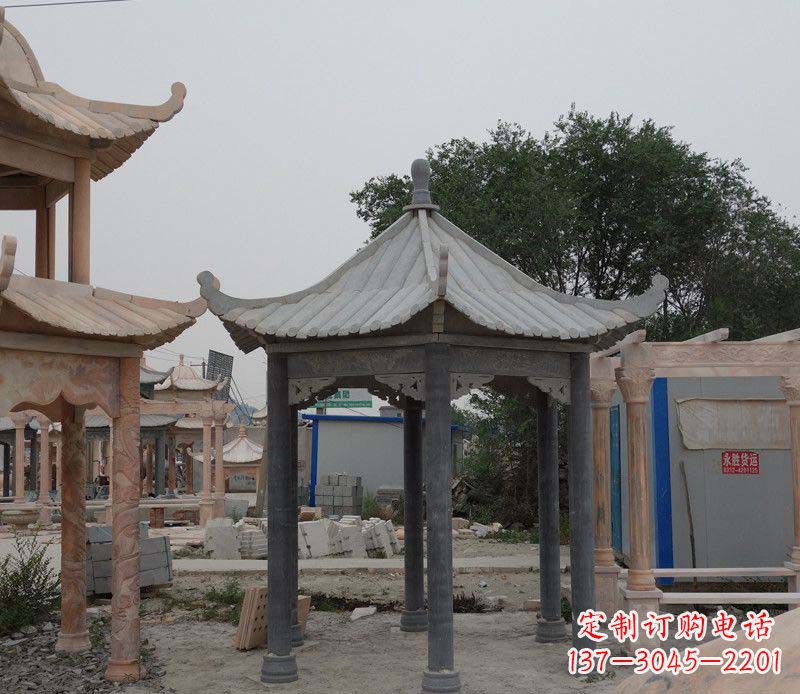 淮安大理石六角凉亭公园石雕 (2)