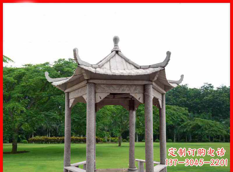 淮安大理石六角凉亭园林景观石雕
