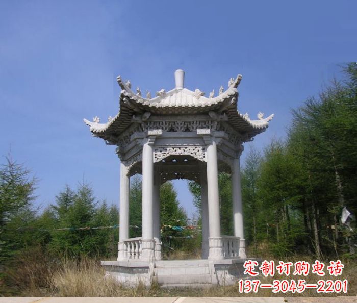 淮安大理石六角石雕凉亭 (3)