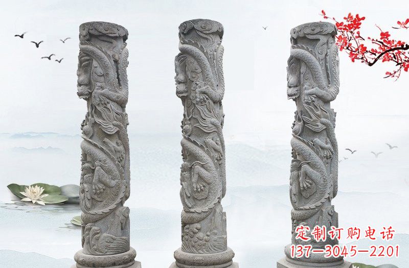 淮安精美大理石龙柱雕塑