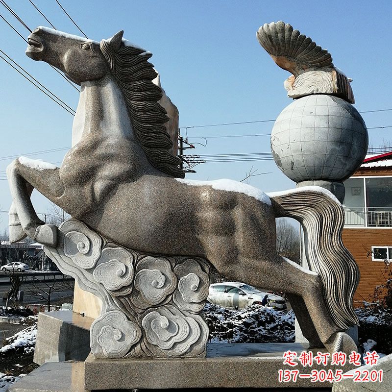 淮安大理石马踏祥云雕塑