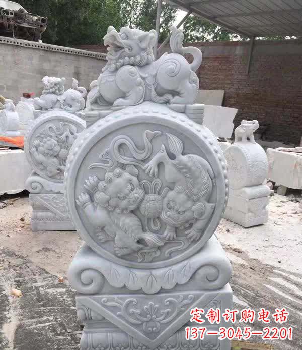 淮安大理石狮子抱鼓石雕塑