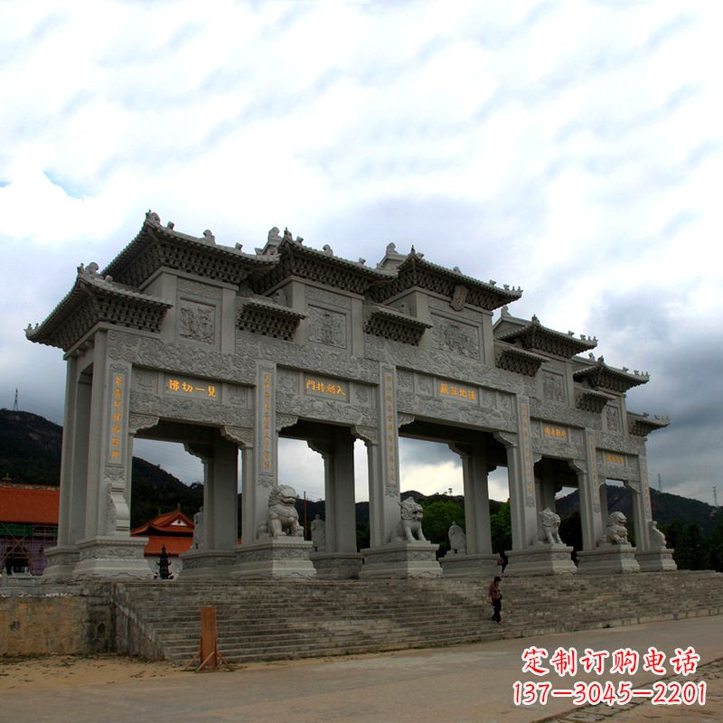 淮安大型寺庙五门石雕牌楼