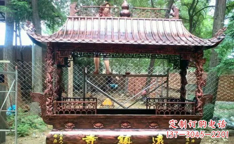 淮安方形寺庙香炉铜雕塑