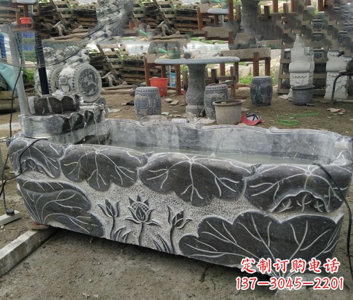 淮安传统石雕·精美荷花雕塑