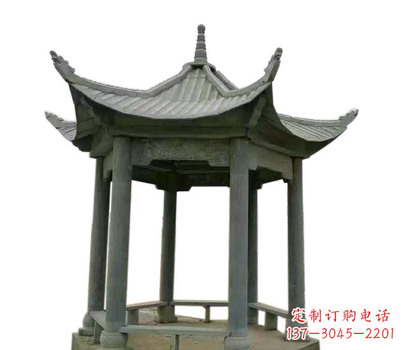 淮安仿古六角凉亭石雕 (2)