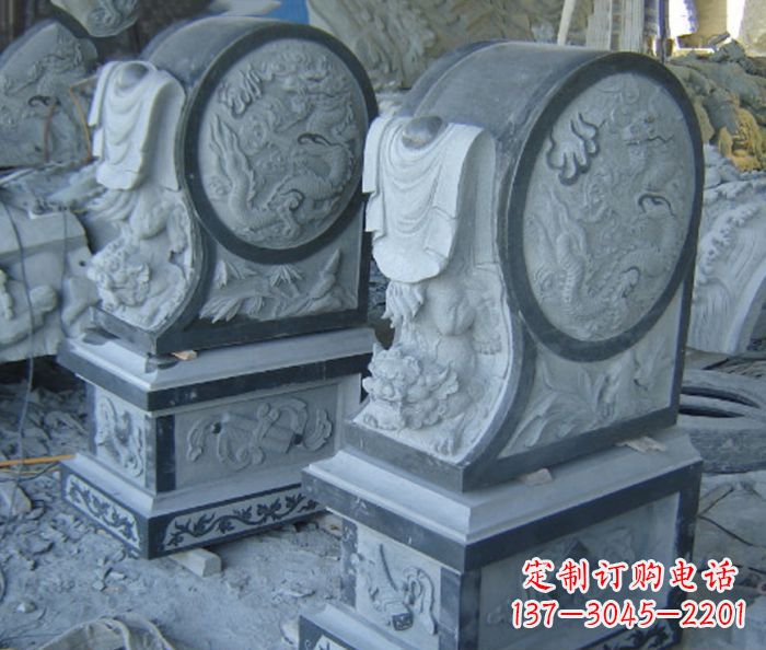 淮安仿古石门墩招财抱鼓石雕塑
