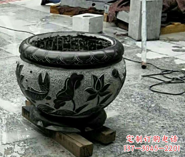淮安精美仿古招财水缸石雕