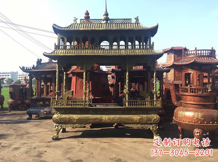 淮安高浮雕螭龙纹铜香炉