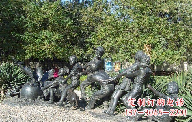 淮安铜雕萝卜儿童拔萝卜雕塑