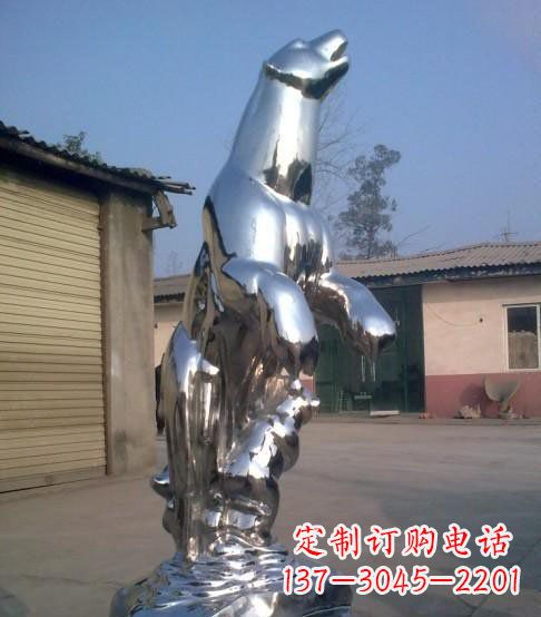 淮安公园不锈钢抽象北极熊动物雕塑