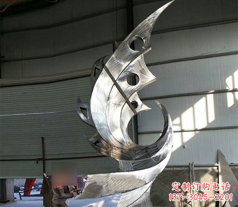 淮安公园不锈钢抽象凤凰景观雕塑 (3)
